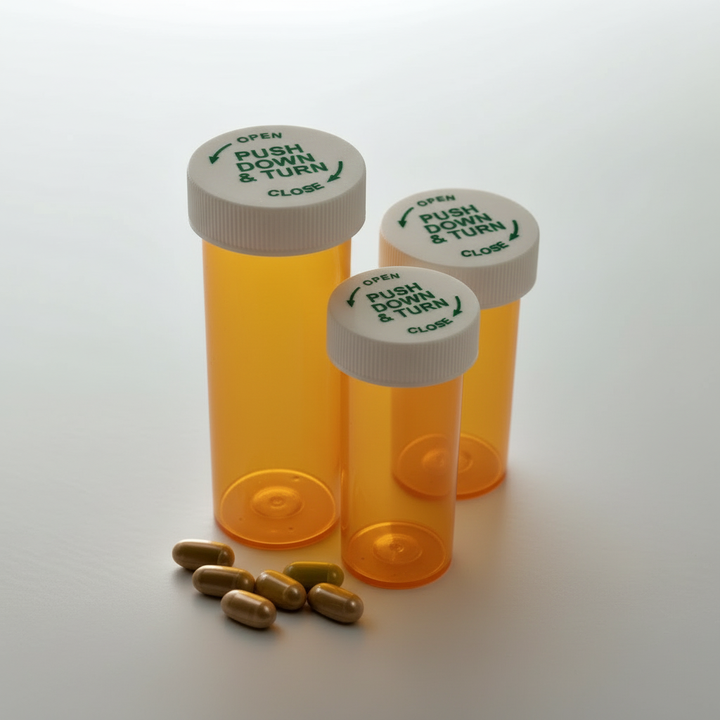 8DR Amber Vial with Push-and-Turn Caps (450 pcs)